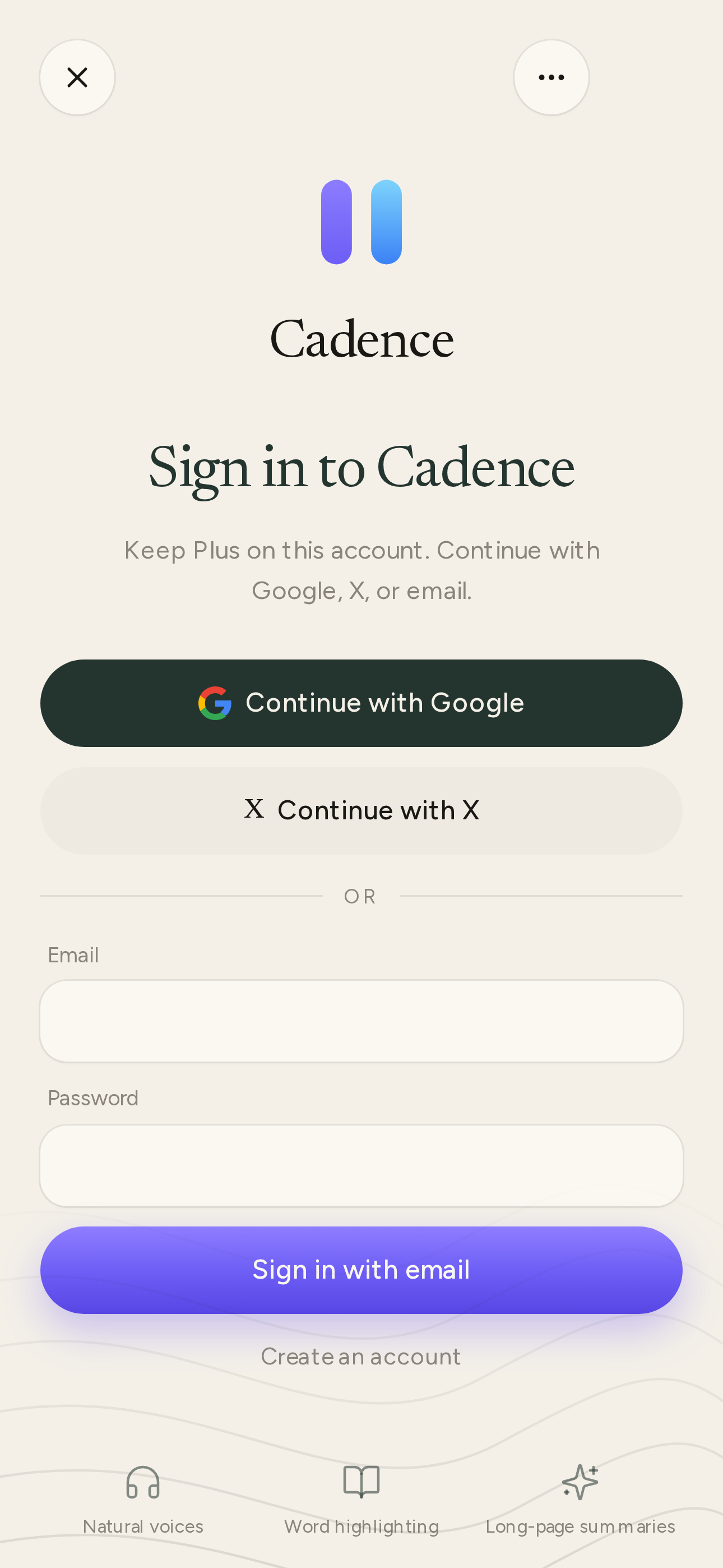 Sign in and try Plus